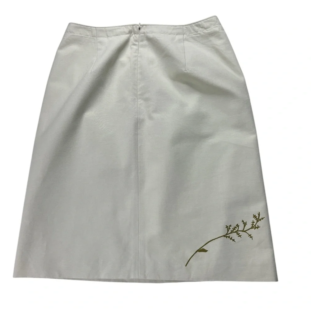 J. Crew A-Line Skirt 100% Cotton Fully Lined Floral Embroidered Size 10 Cottage